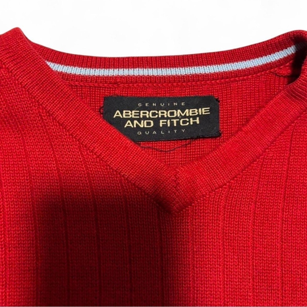 Vintage y2k Abercrombie & Fitch Boxy Relaxed Fit Rib Knit Sweater Mens L Red A&F - Picture 5 of 5